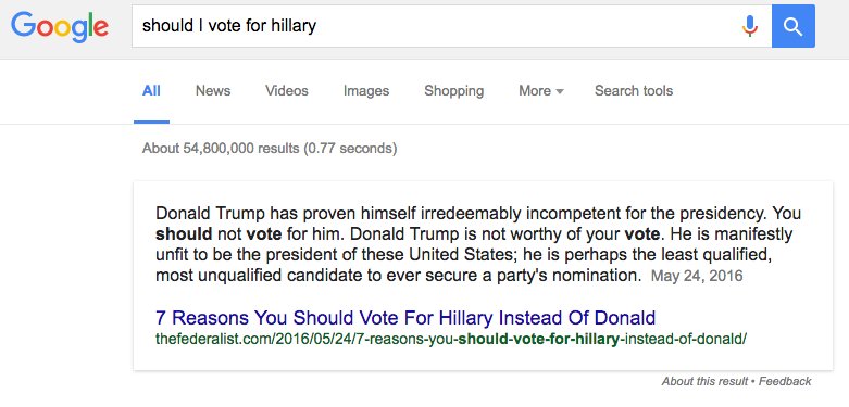 Google zeigt angeblich Warnung vor Donald Trump