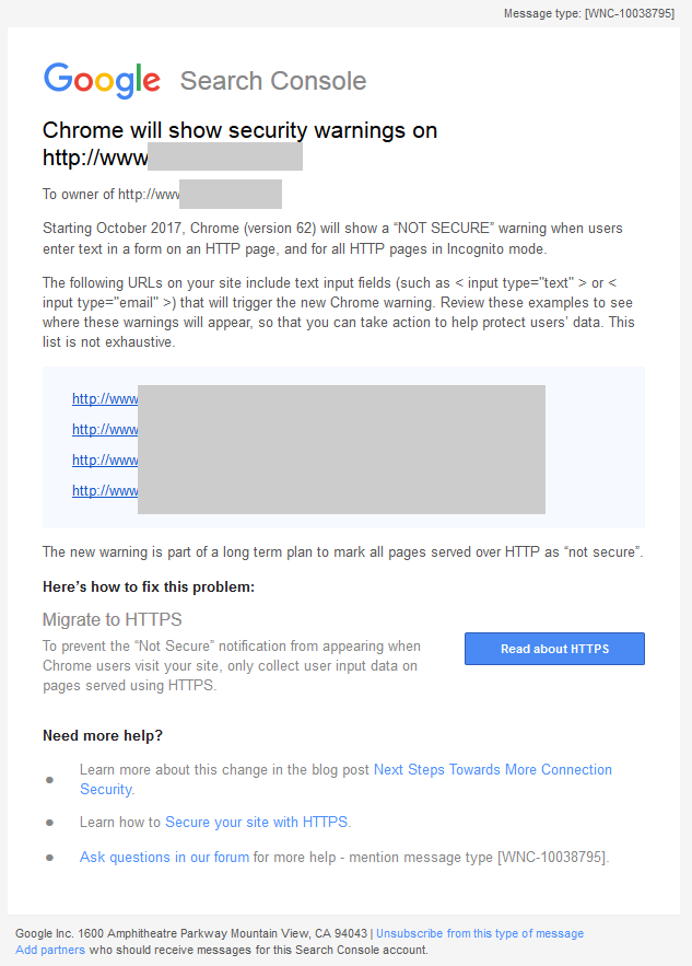 Google-Warnung bei Seiten ohne HTTPS
