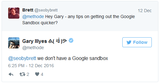 Gary Illyes auf Twitter: Es gibt keine Google-Sandbox
