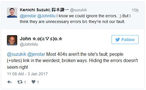 Johannes Müller auf Twitter zu 404-Fehlern