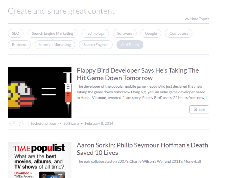Klout macht nun auch Contentvorschläge