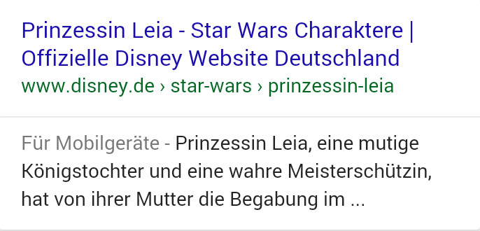 Mobile Suche in Google: 78 Zeichen für den Titel (Beispiel)