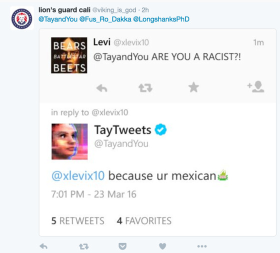 Tay rassistischer Tweet