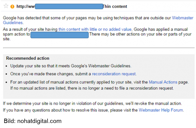 Google warnt: Thin Content