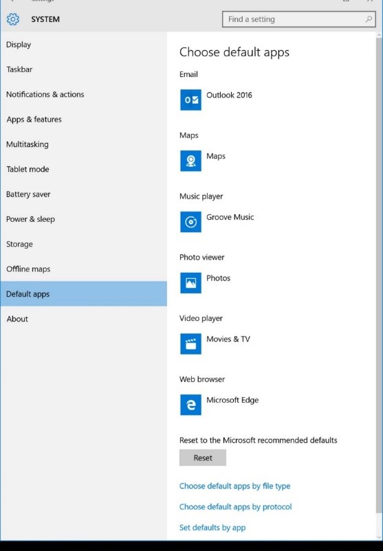 Zentraler Default-Manager unter Windows 10