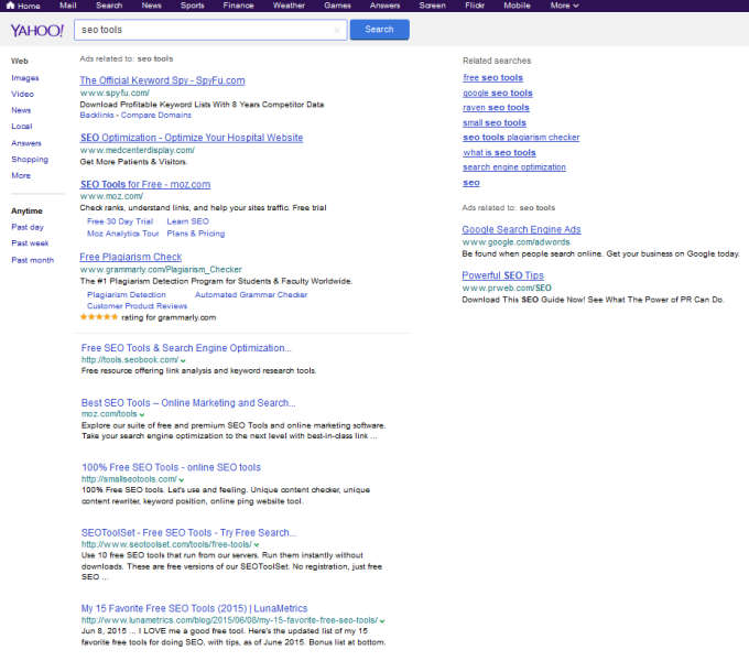 Yahoo testet Google-Ergebnisse