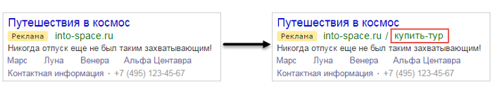 Yandex: Visible URLs in Anzeigen editierbar