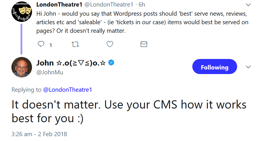 It doesn't matter. Use your CMS how it works best for you :)