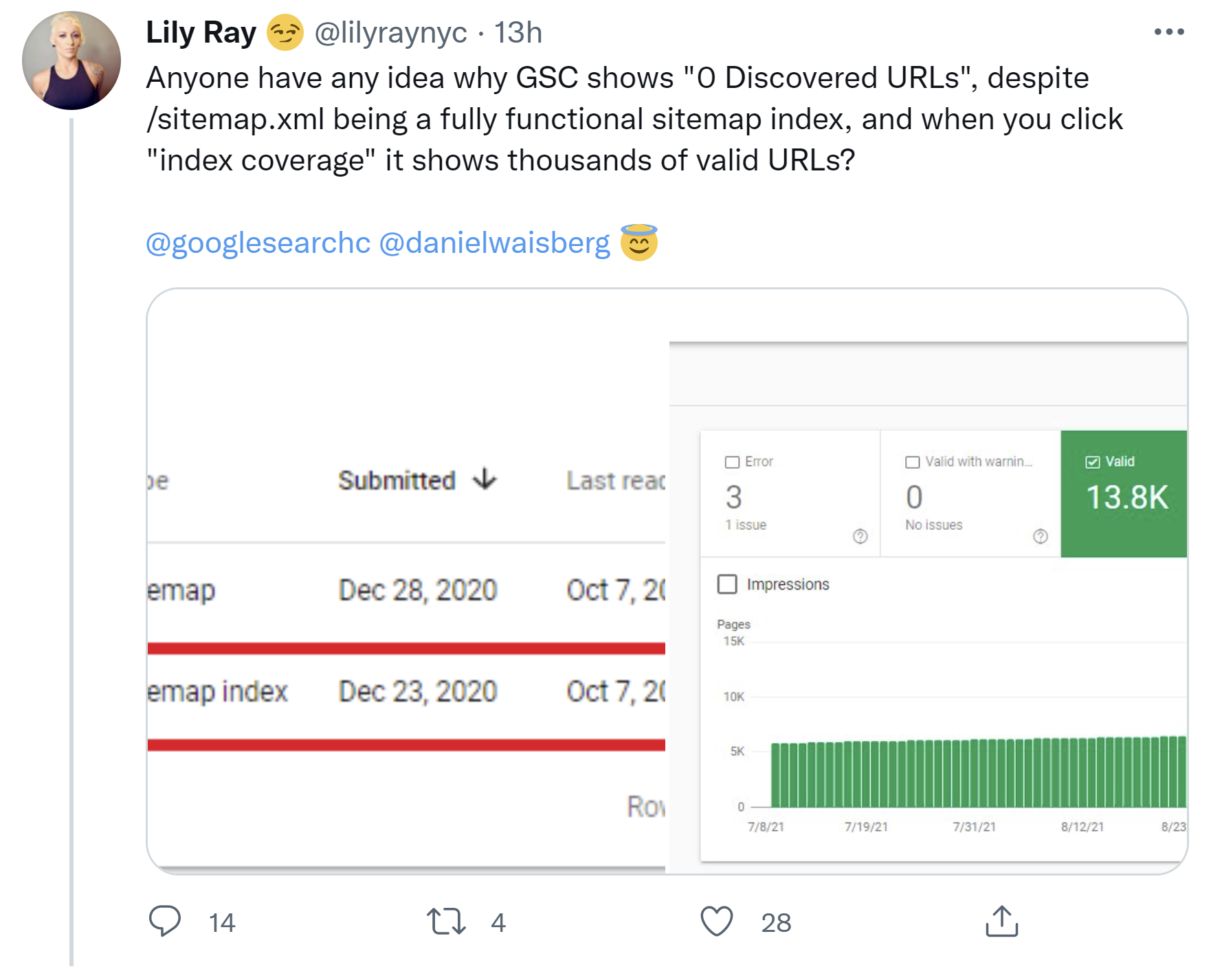 Abweichung zwischen der Zahl gefundener URLs im Sitemap-Bericht - Lily Ray