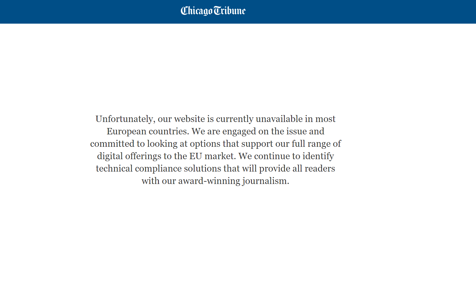 Chicago Tribune nicht aus Europa erreichbar