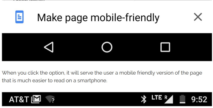 Google: Option zum Aufruf einer mobilfreundlichen Webseitenvariante unter Chrome