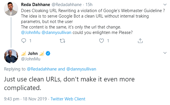 Darf man Google andere URLs zeigen als den Nutzern?