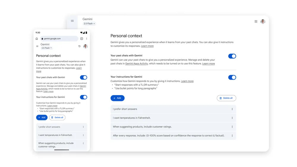 Google Gemini: personalisierte Antworten