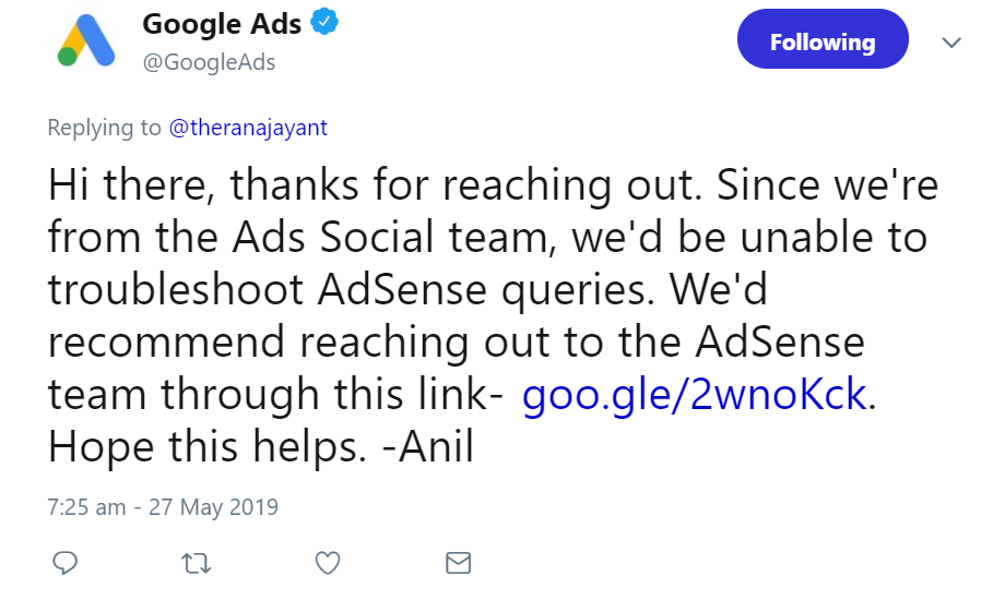 Google AdSense-Anzeigen werden derzeit nicht ausgespielt