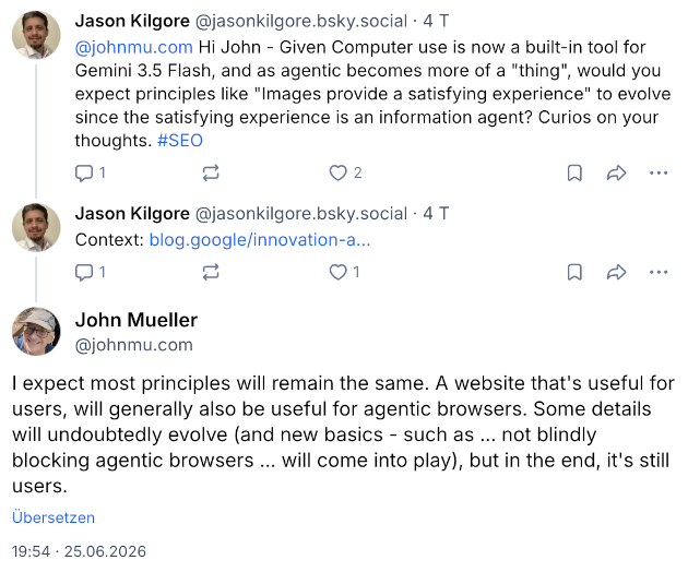 Agentic Web: Die meisten Prinzipien werden wohl bleiben - John Müller auf Bluesky
