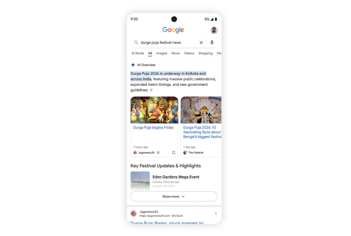 Google AI Mode News-Karussell