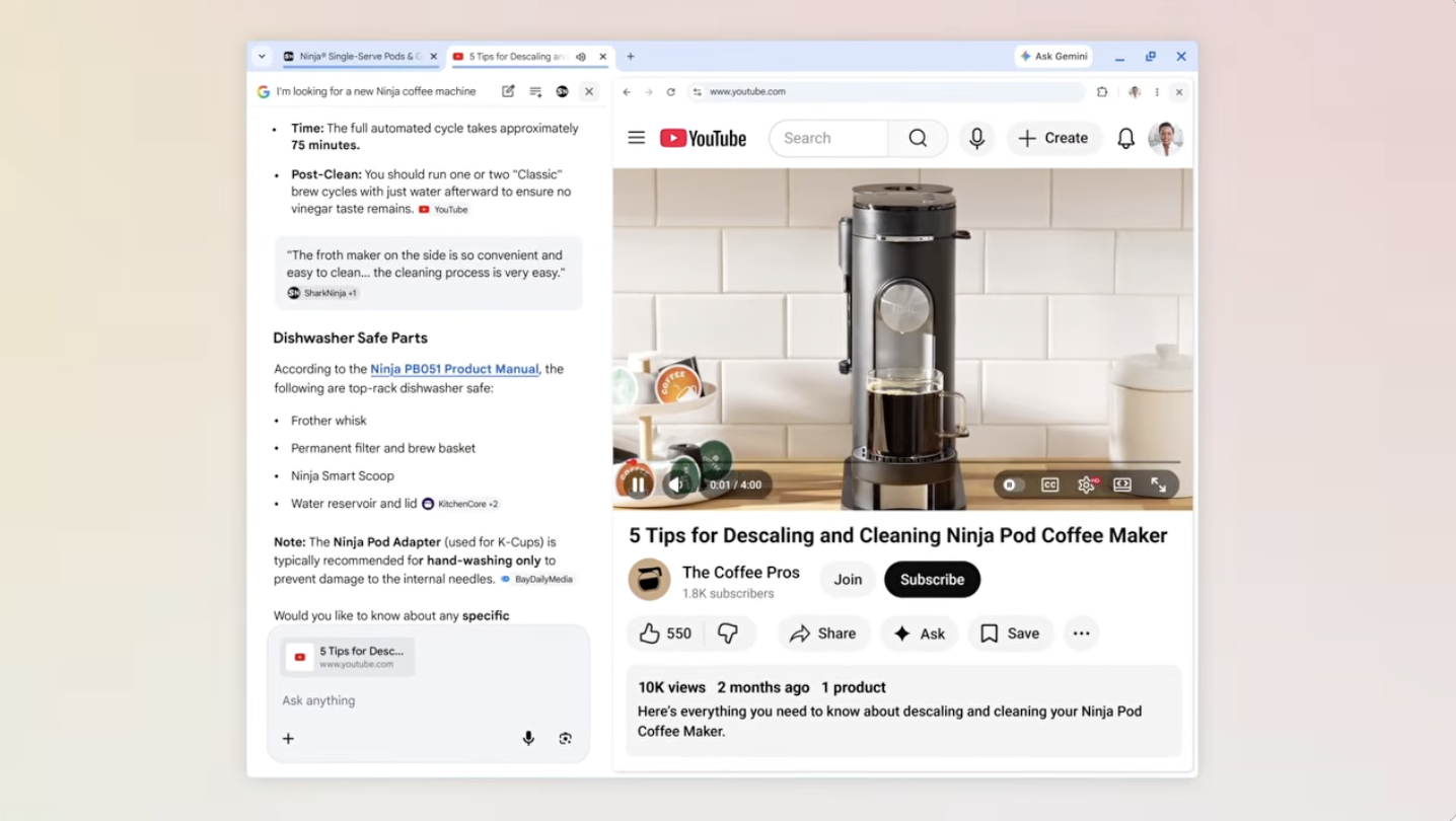 Google AI Mode öffnet Webseiten jetzt seitlich neben den Suchergebnissen