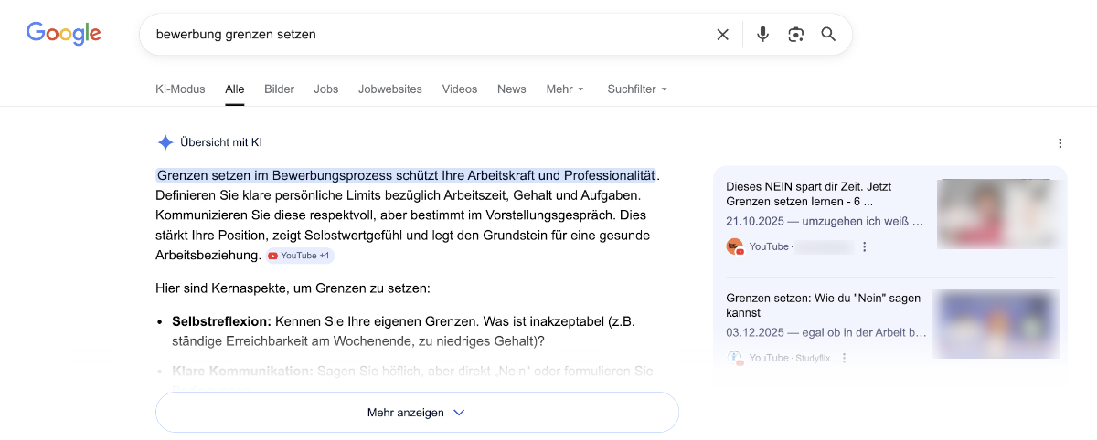 Google AI Overviews: YouTube als Quelle