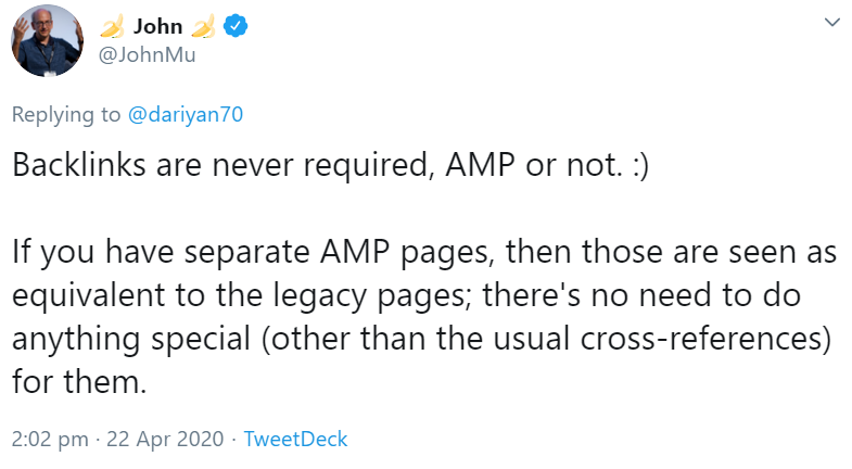 Google: AMP-Seiten benötigen keine eigenen Backlinks