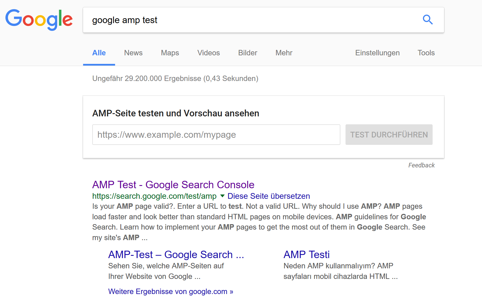 Google: AMP Testing-Tool jetzt auch über die SERP erreichbar