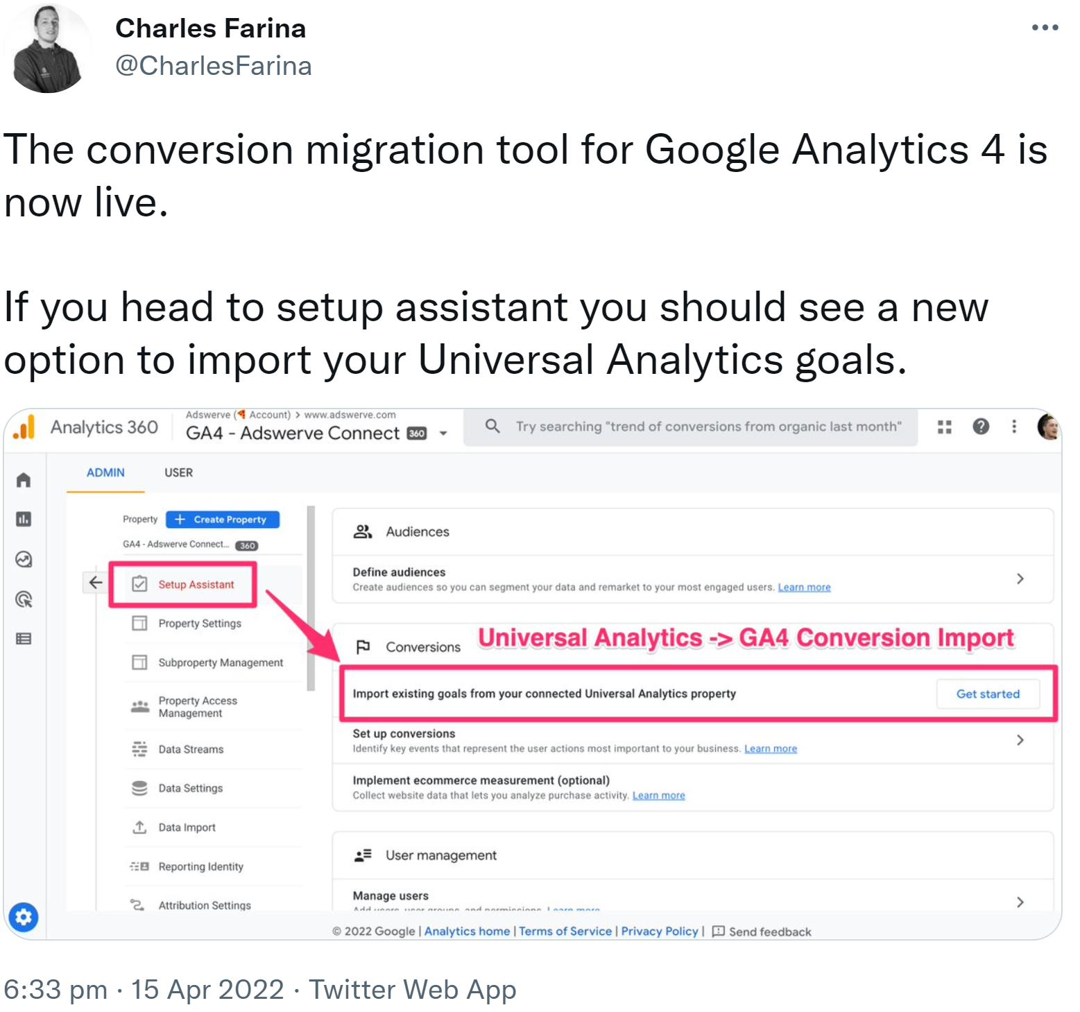 Tool zum Migrieren von Conversionziele von Analytics Universal nach Google Analytics 4