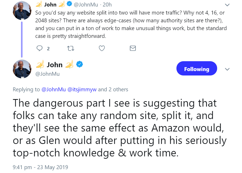 Google: Das Aufteilen von Inhalten auf zu viele Websites ist gefährlich