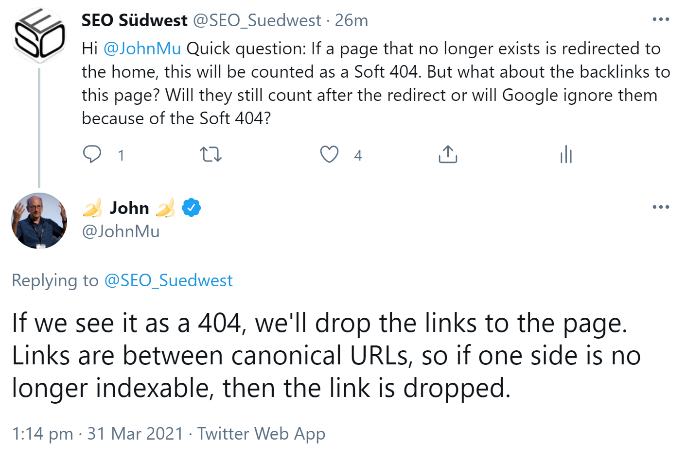 Google: Backlinks werden bei Soft-404-Weiterleitungen nicht berücksichtigt