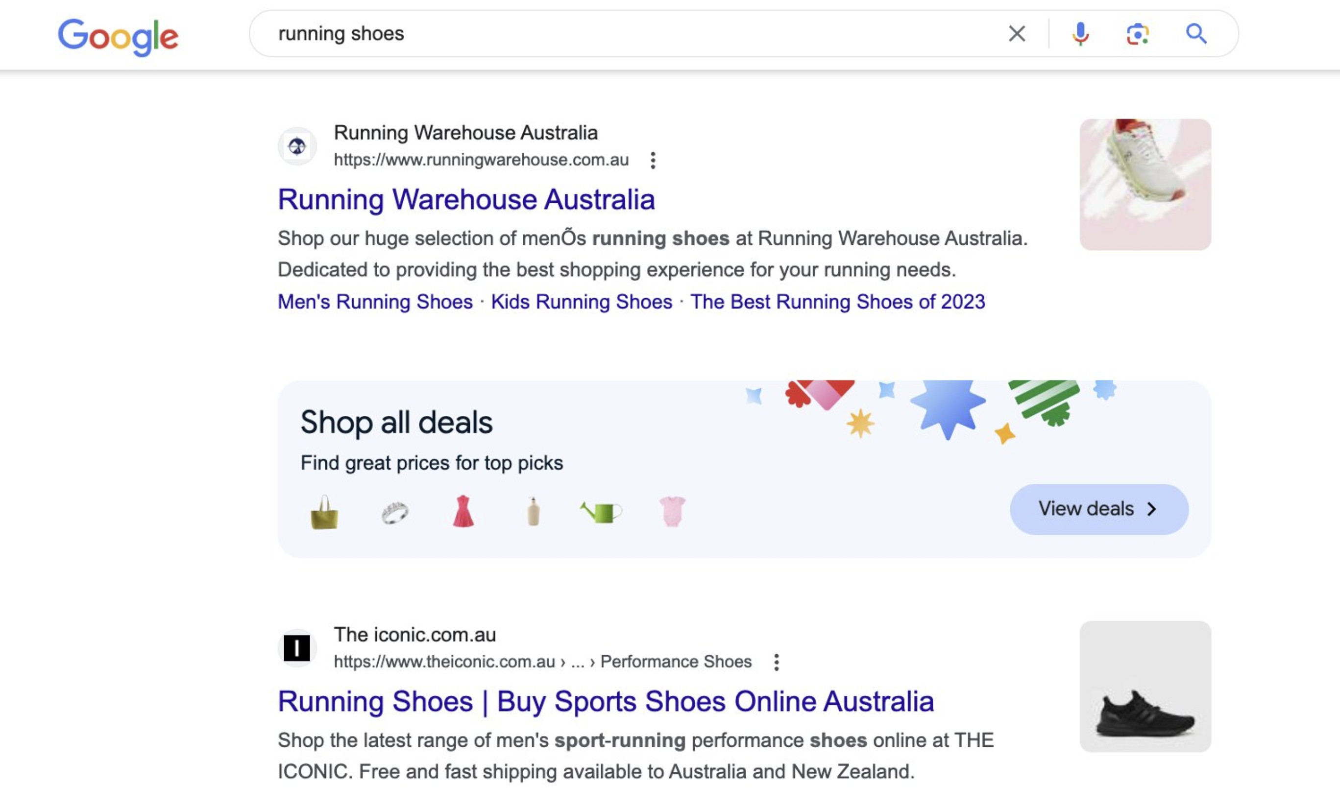 Google Banner 'Shop all deals'