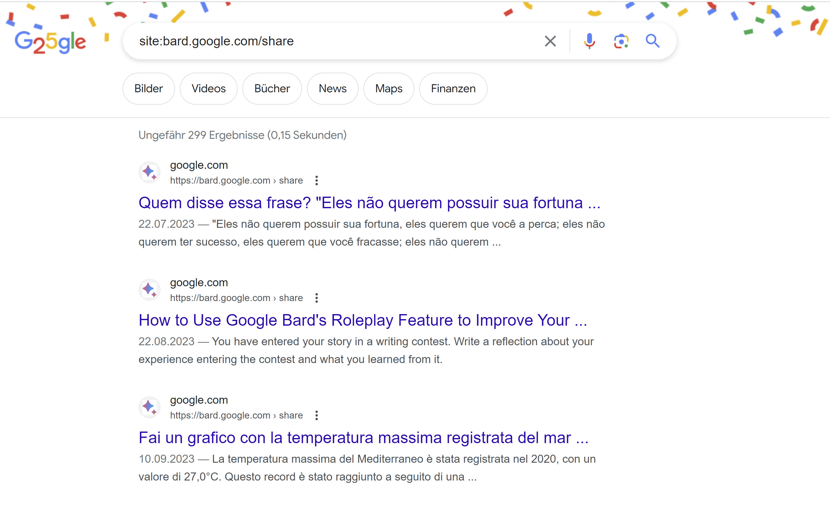 Google Bard: indexierte Konversationen