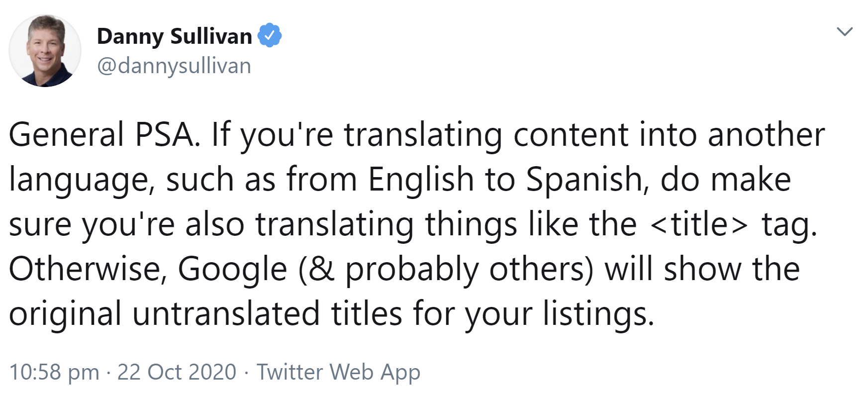 Google: Beim Übersetzen von Inhalten auch an den Titel denken