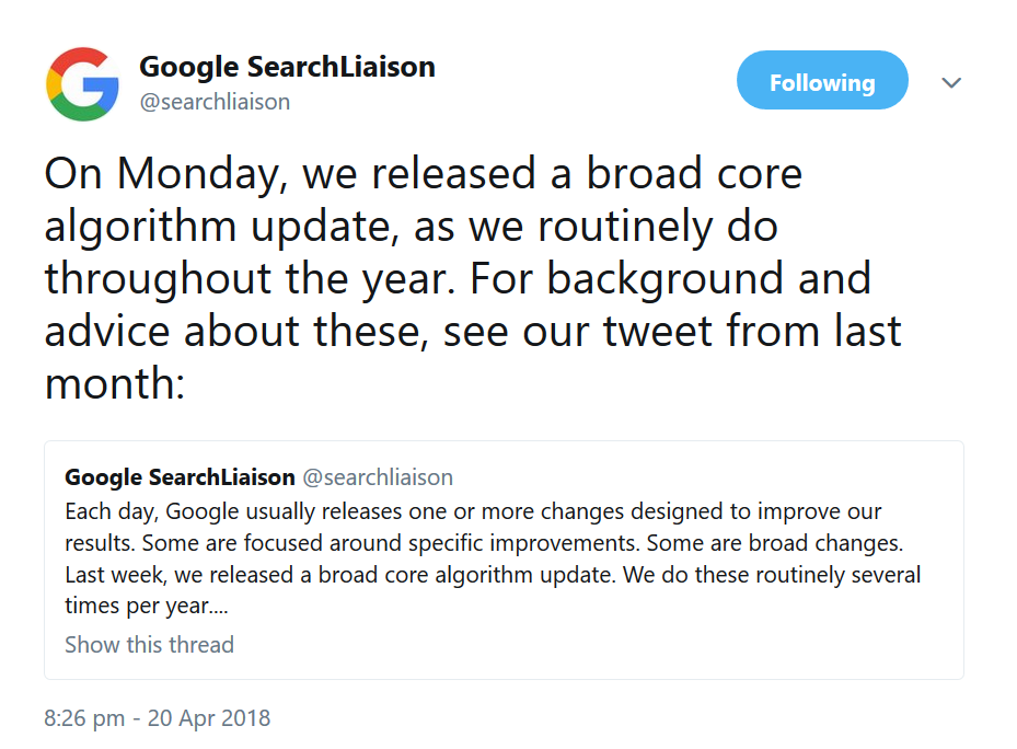 Google bestätigt Update des Core-Algorithmus vom 16. April