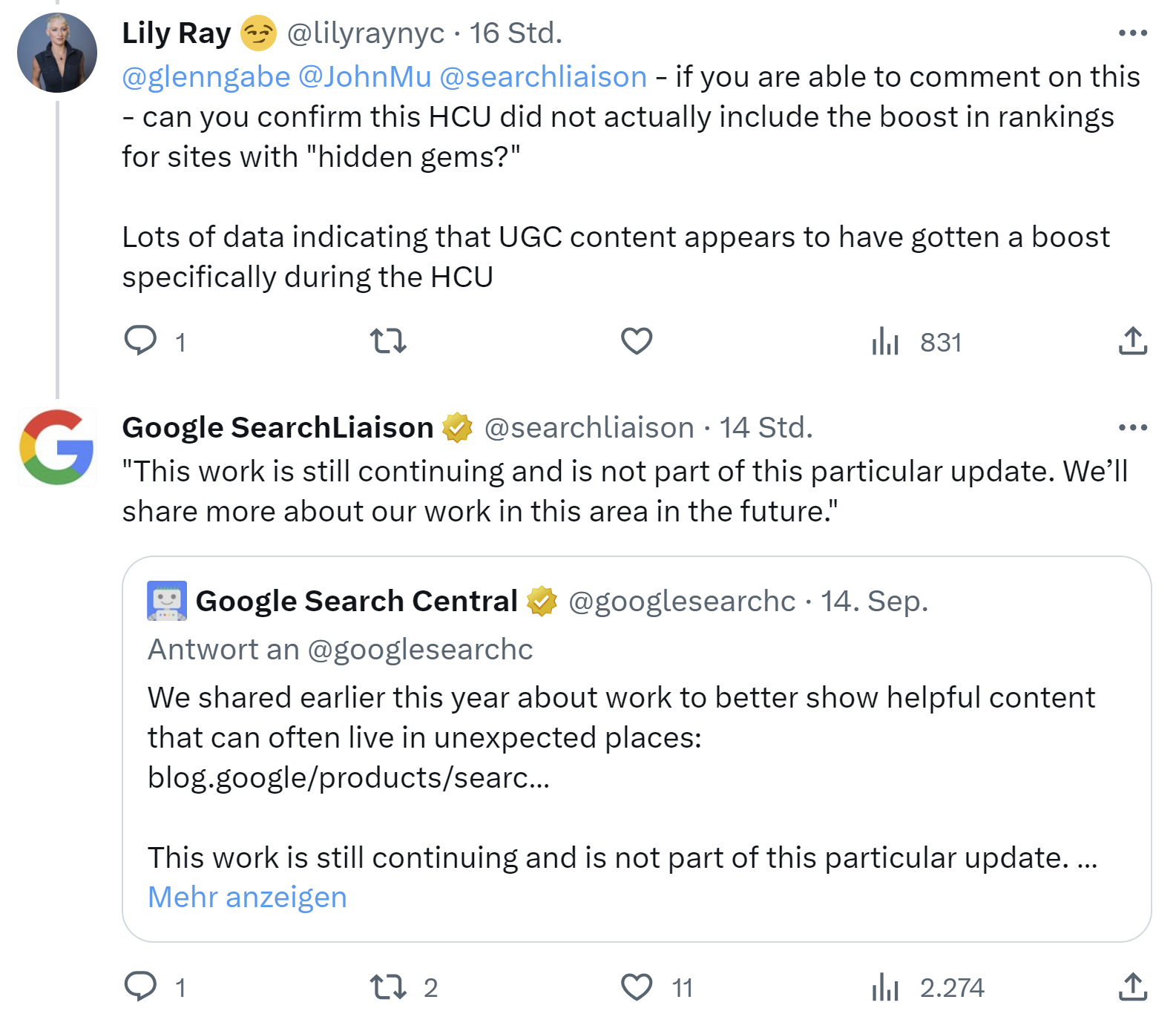 Google bestätigt: 'Hidden Gems' noch nicht Bestandteil des Helpful Content Updates