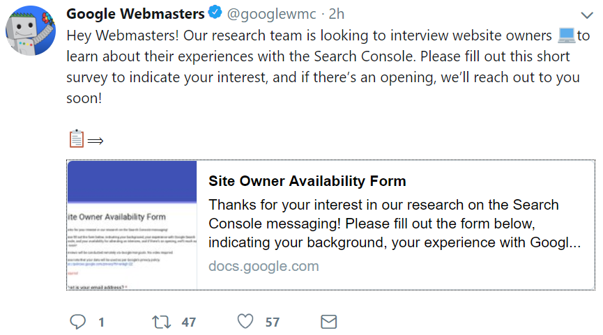 Google bittet Webmaster um Erfahrungen mit Search Console