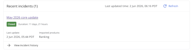 Google Core Update vom Mai ist beendet. Google Search Status