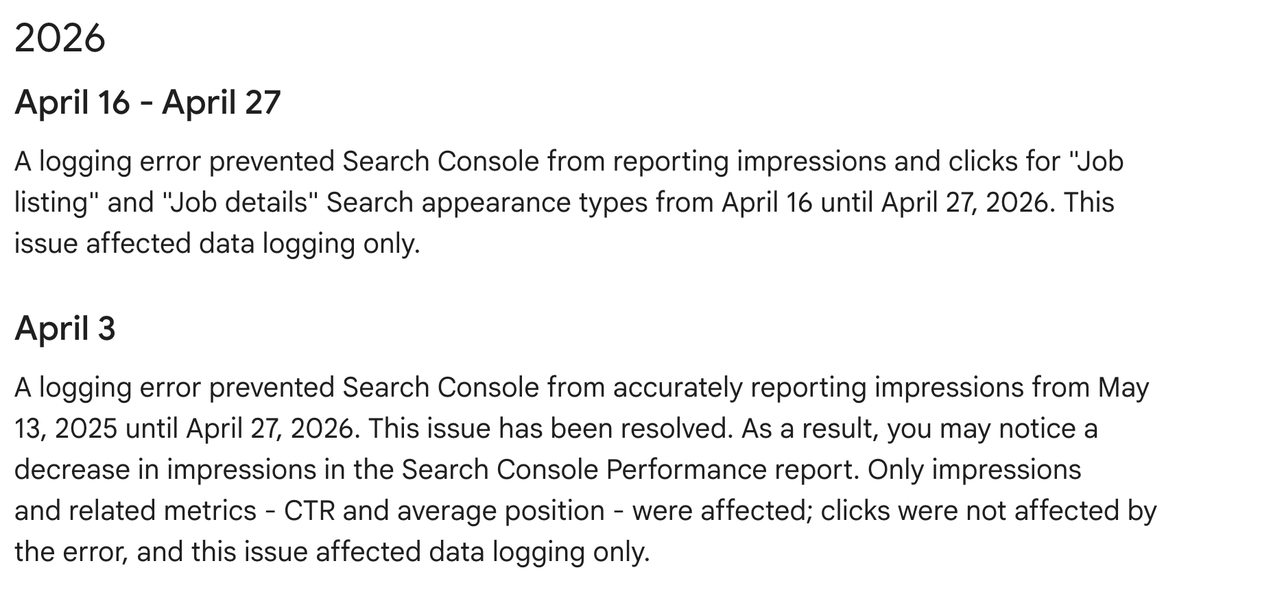 Google Data Anomalies Stand 04.05.2026