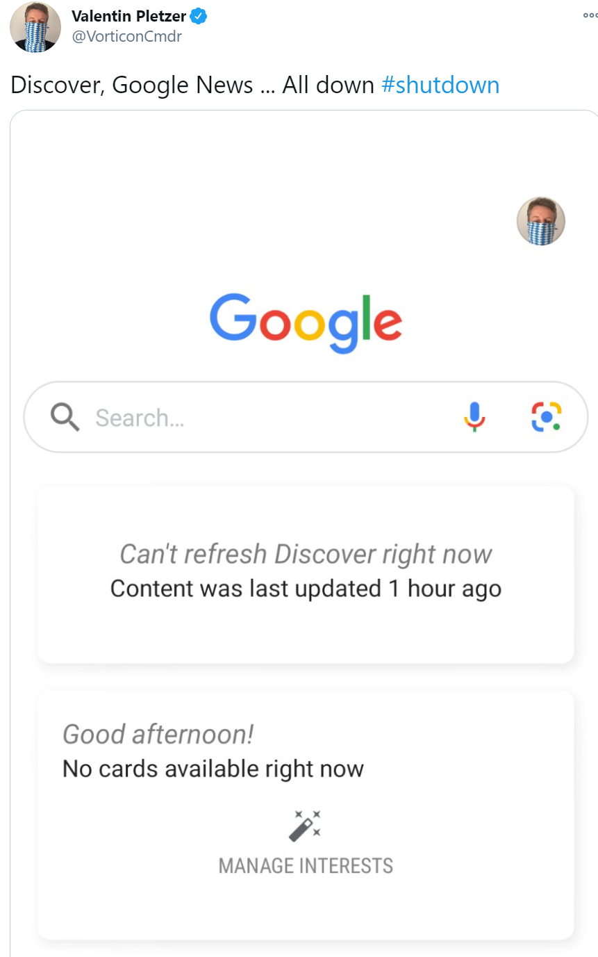 Google Discover down