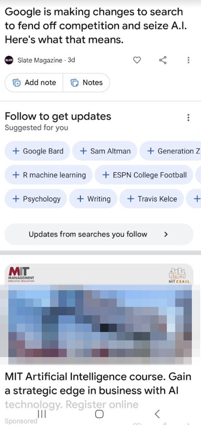 Google Discover: Follow-Box mit neuen Themenvorschlägen zum Folgen