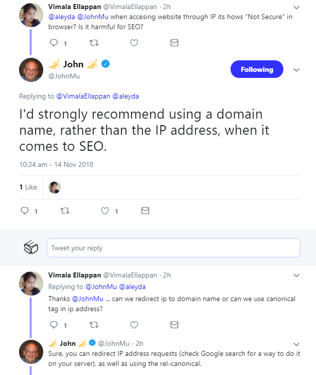 Google: Domain-Namen statt IP-Adressen verwenden
