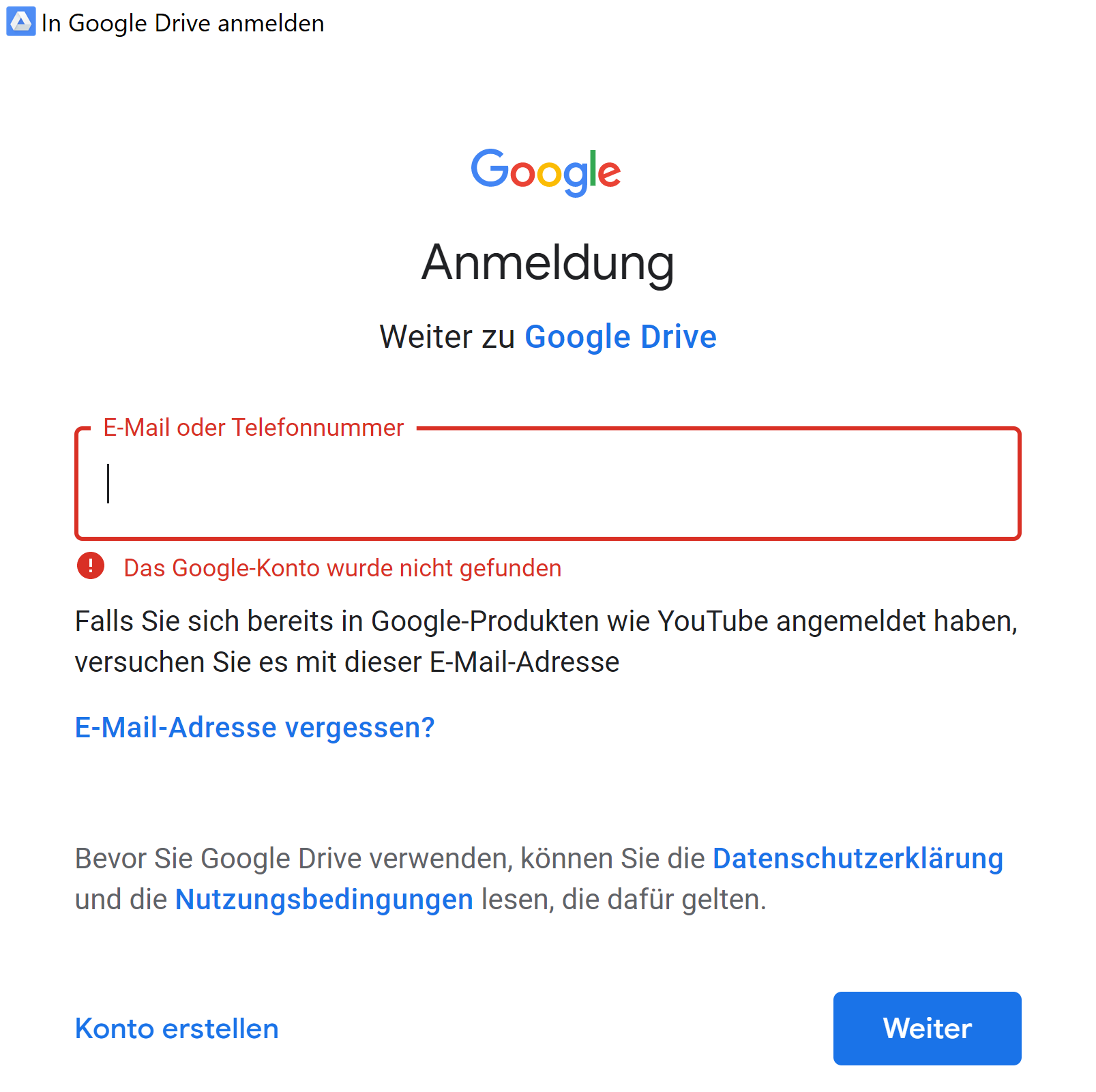 Google Drive Down