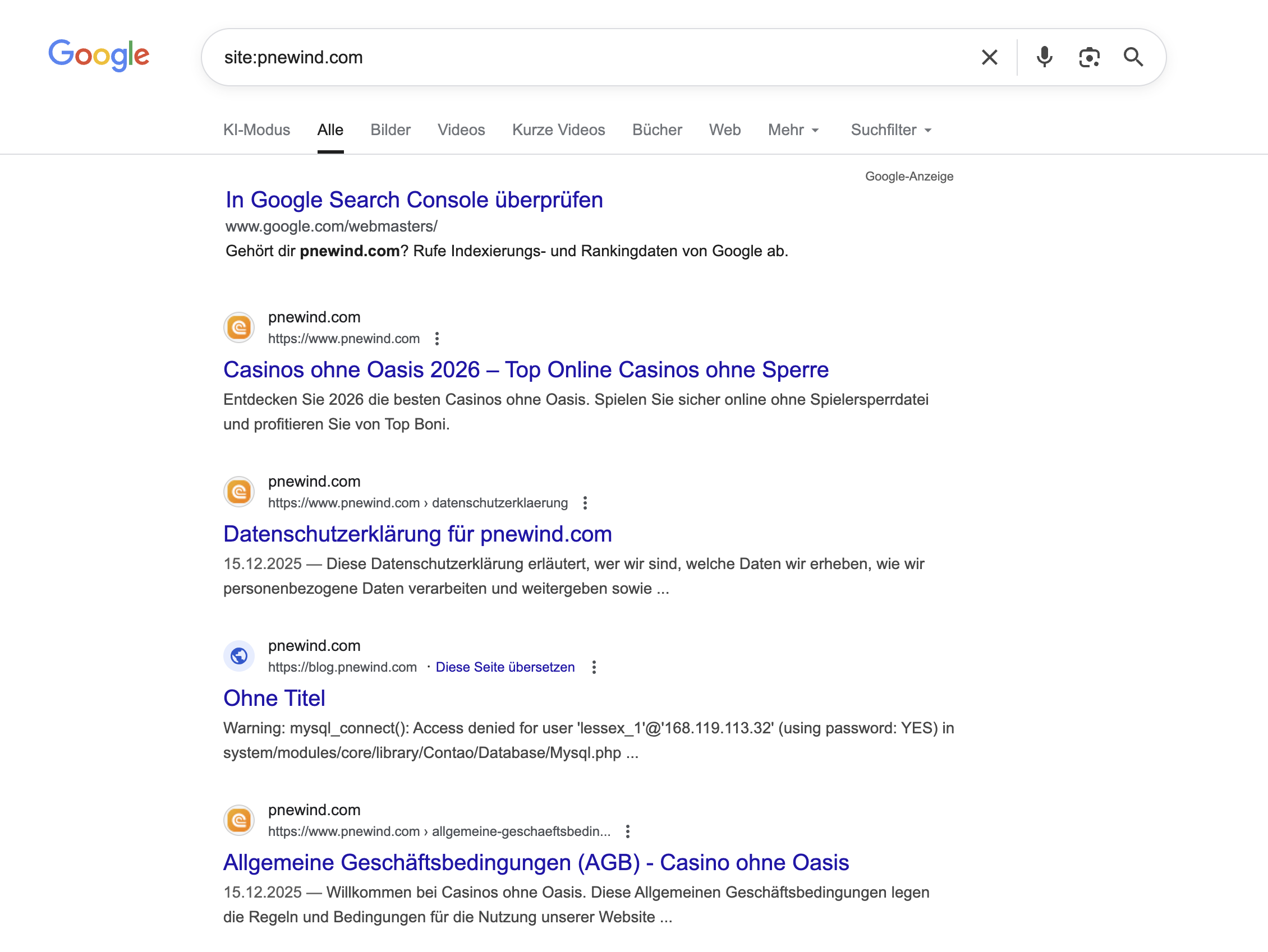 Google Ergebnisse für pnewind.com