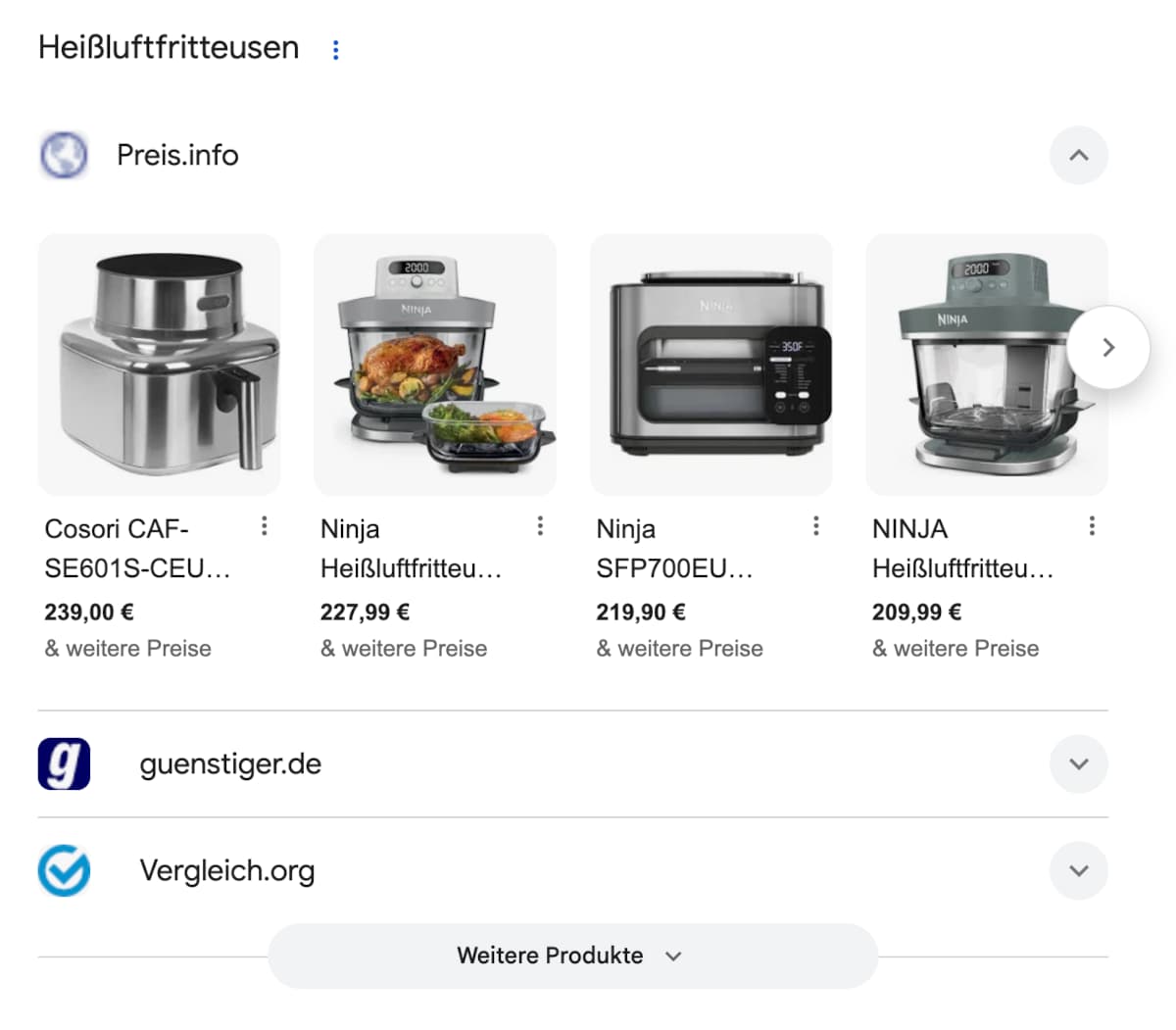 Google Ergebnisse für Shopping-Suche nach "Air Fryer"