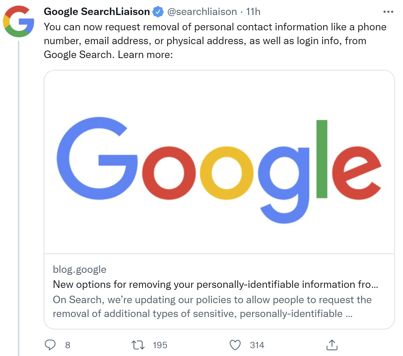 Google ermöglicht jetzt das Löschen von Daten aus der Suche, mit denen Personen identifiziert werden können