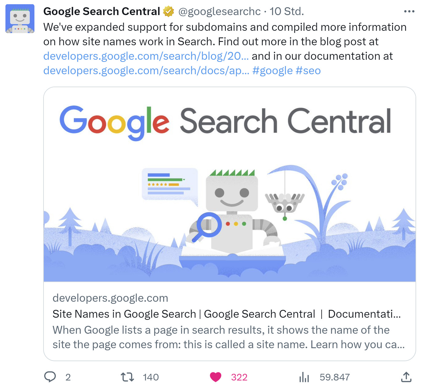 Google erweitert Unterstützung von Subdomains bei der Anzeige von Website-Namen