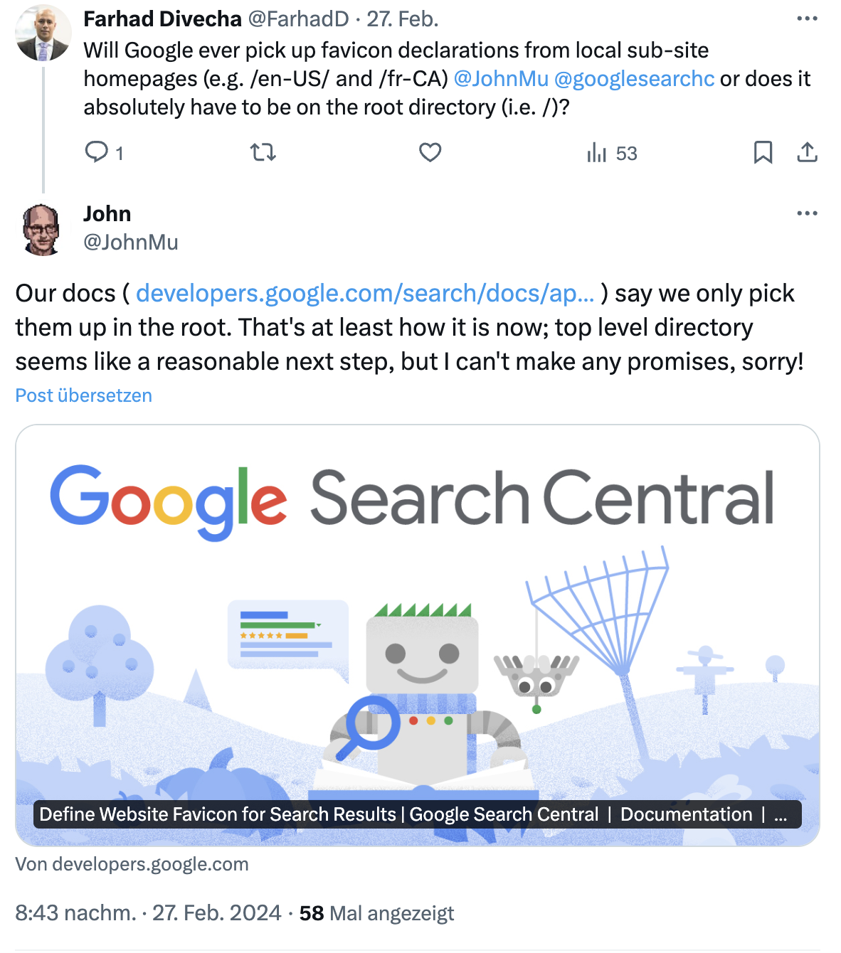 Google: Favicons müssen im Root-Verzeichnis liegen