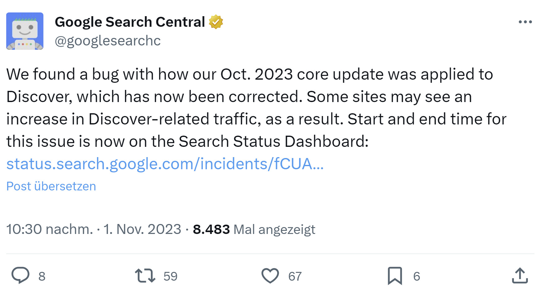 Google: Fehler im Zusammenhang mit dem Core Update vom Oktober wurde behoben, der sich auf Discover ausgewirkt hat