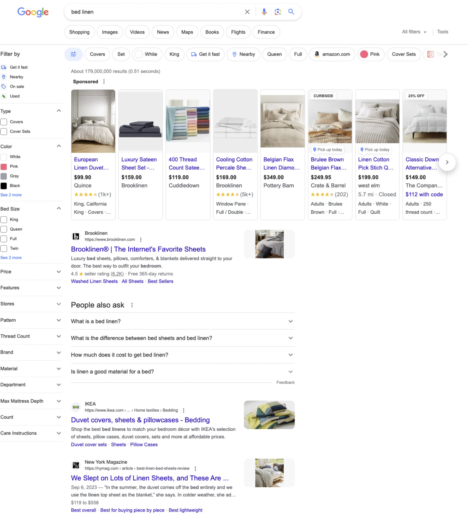 Google: Filter für E-Commerce-Suchanfagen