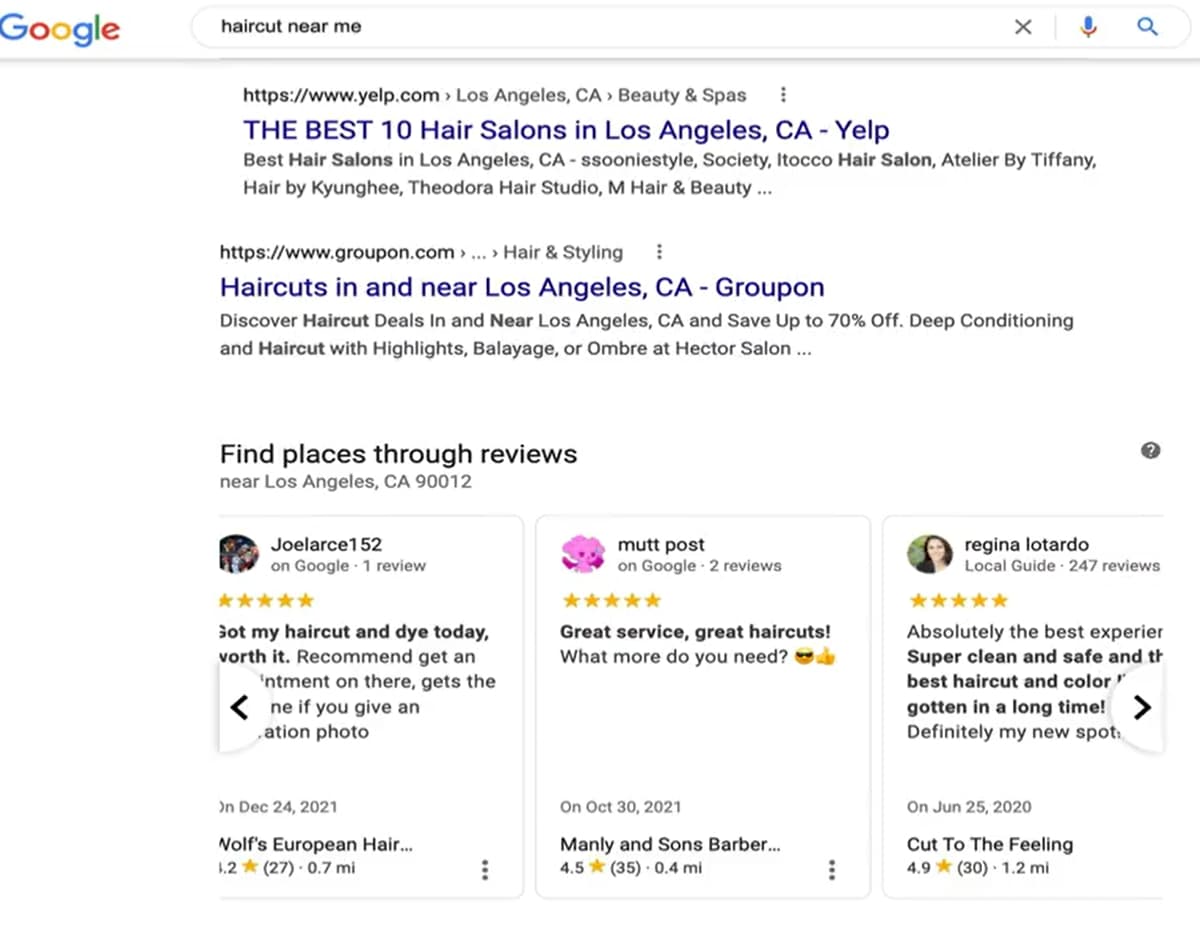 Google: 'Find places through reviews'