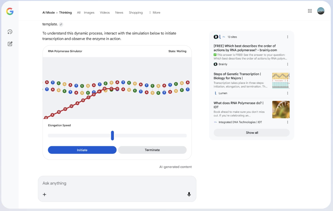 Google KI-Modus mit Gemini 3: immersive Darstellung
