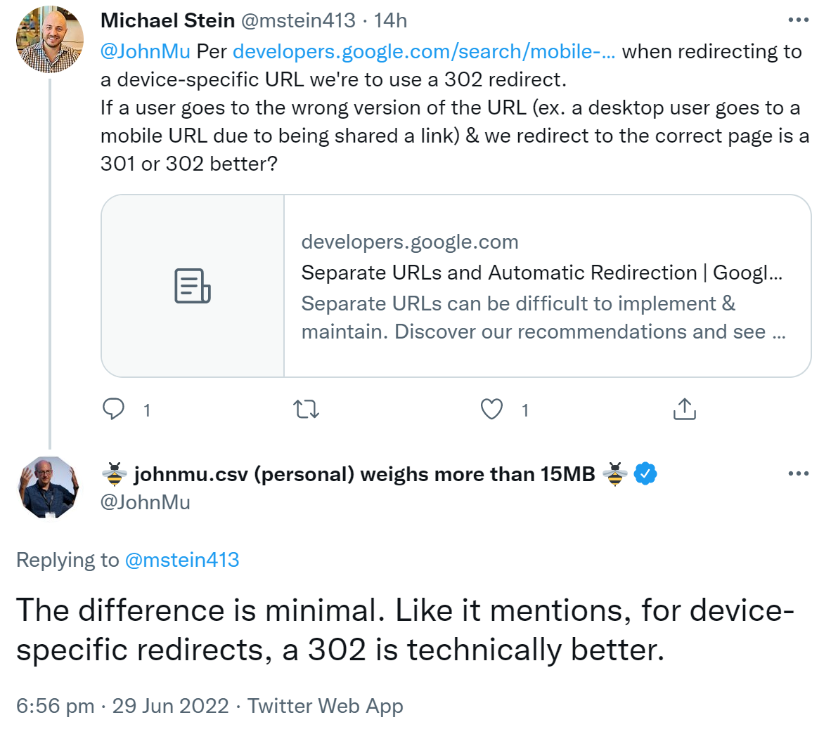 Google: Für gerätespezifische Weiterleitungen am besten 302-Redirects verwenden
