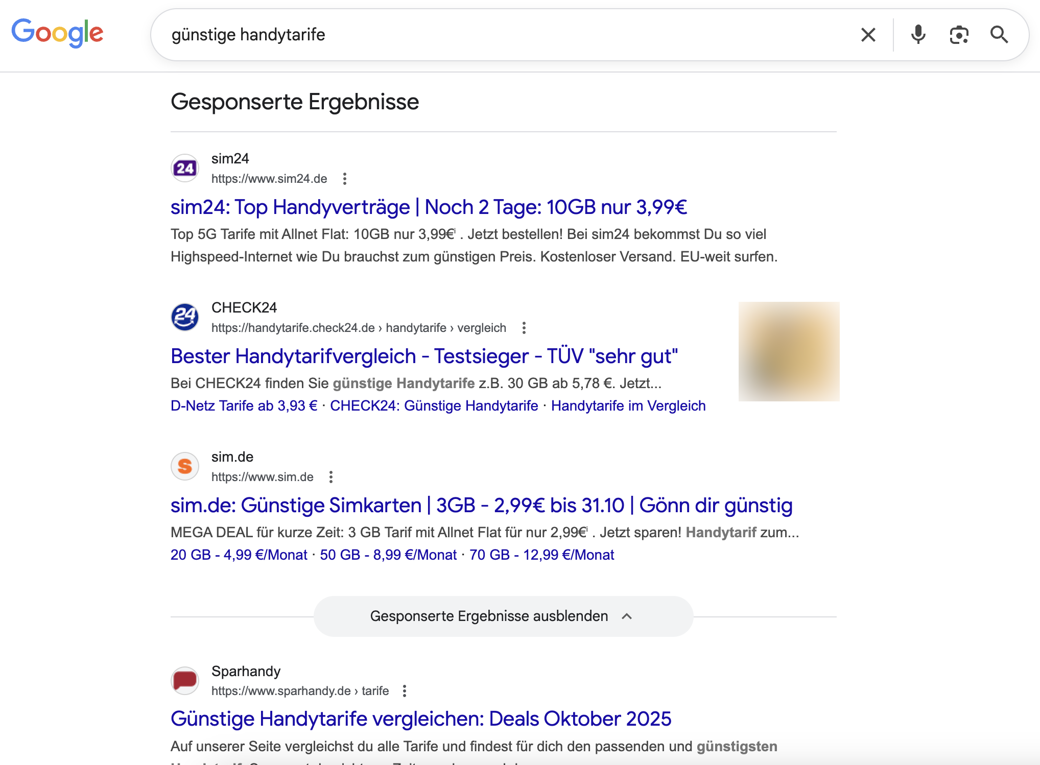 Google: neue Kennzeichnung gesponserter Ergebnisse - Beispiel
